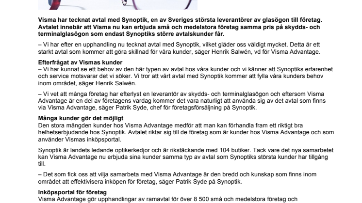 Visma och Synoptik i nytt samarbete