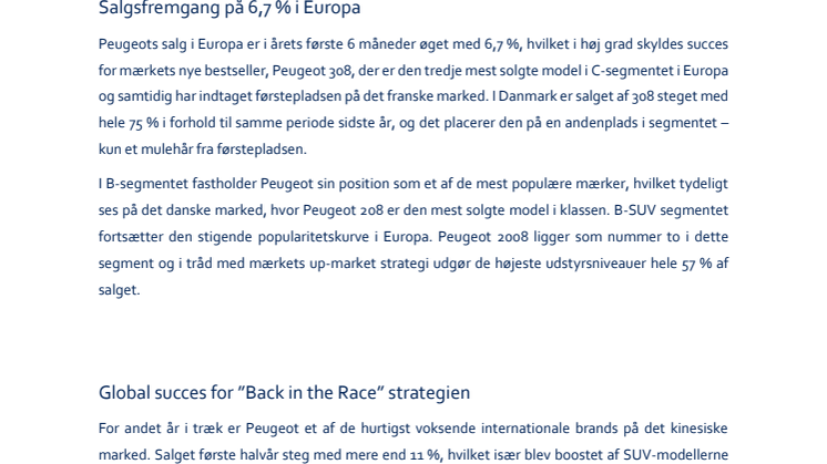 Automobiles Peugeot fortsætter positiv tendens