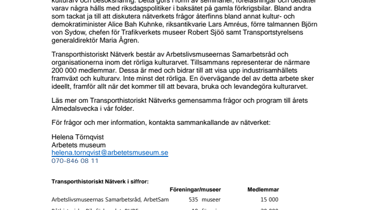 Alice Bah Kuhnke till Transporthistoriskt Nätverk i Almedalen