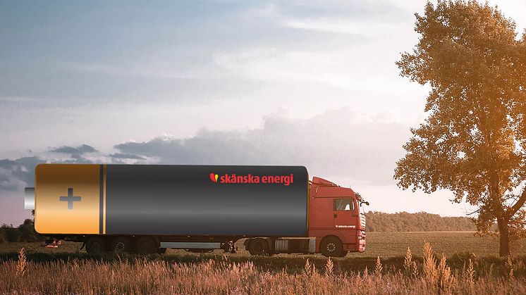 Skånska Energi minskar elbristen i Skåne med sin batterilastbil med norrländsk el.