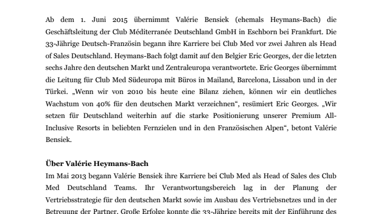 Geschäftsführerwechsel bei Club Med Deutschland