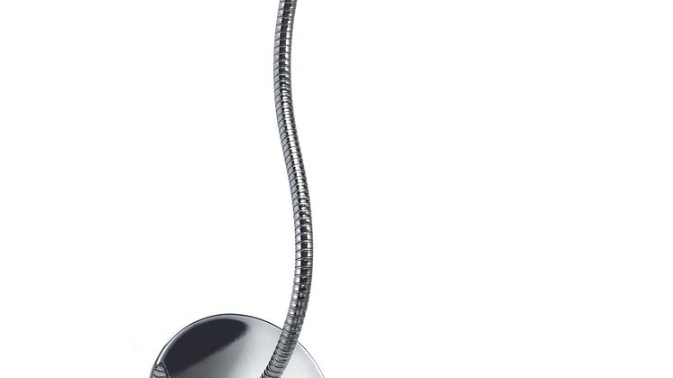 Fox Design presenterar Bruck LEDRA Spot Flex, en flexibel sänglampa med LED som man kan rikta hur man vill. Bild 1.