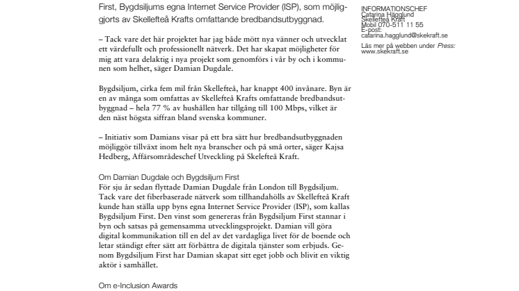 Damian Dugdale och Skellefteå Kraft uppmärksammade i internationell tävling
