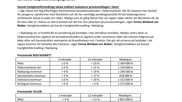 Framtidsprognosen ljus för bostadsmarknaden i Södermanland