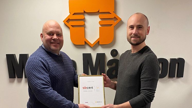Staffan Lindewald, CEO Malte Månson, till vänster och Jesper Stolt, chef för Drift & kvalitet på Malte Månson.