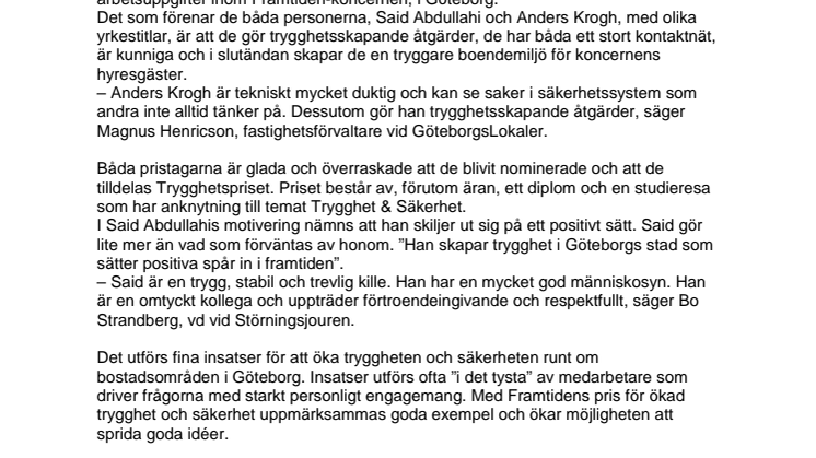 Framtidens Trygghetspris 2012 - vinnare utsedda