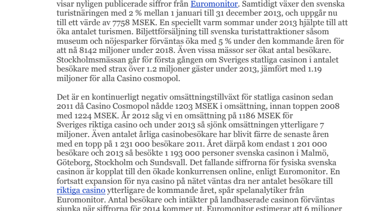 Färre besökare på riktiga casinon, fler till slottet
