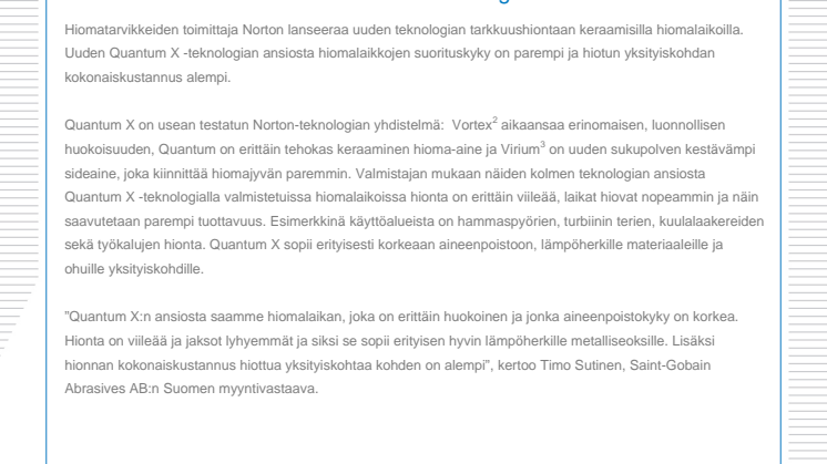 Norton lanseeraa uuden hiomalaikkateknologian
