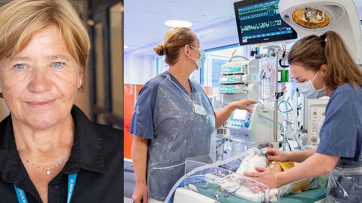 Inger Kull, professor i vårdvetenskap. Utbildningssituation på neonatalen på Södersjukhuset. Foto: Stefan Zimmerman och Johan Adelgren.