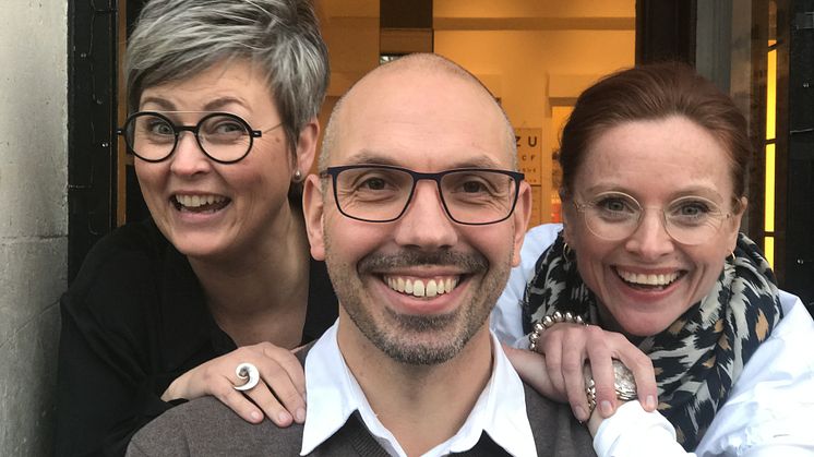 Kristina Linderoth, Oscar Borgström och Sara Hallén Anderson på Brillor å sånt i Malmö. Fotograf: Fredrik Silow