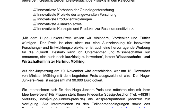 Endspurt für Wissenschaftler und Unternehmer