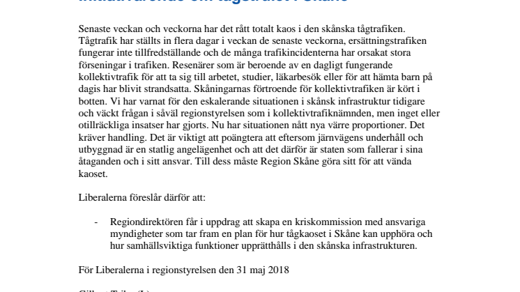 Skapa en kriskommission för tågkaoset