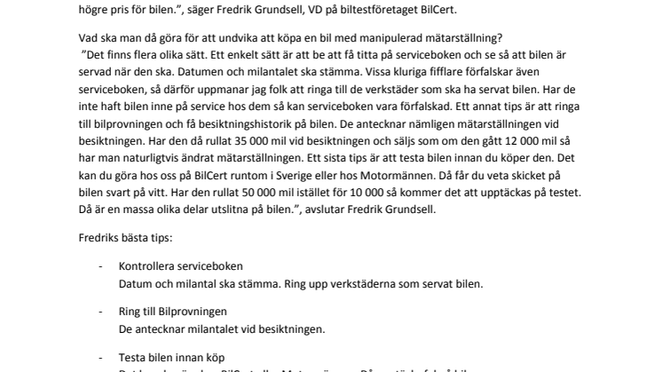 Undvik fusk med mätarställningar på begagnade bilar