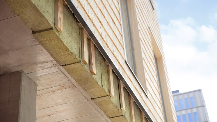 ROCKWOOL isolering på plats i en av huskropparna i projektet Cederhusen.