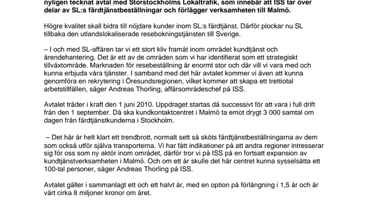 ISS får Stockholmsorder och nyanställer i Malmö