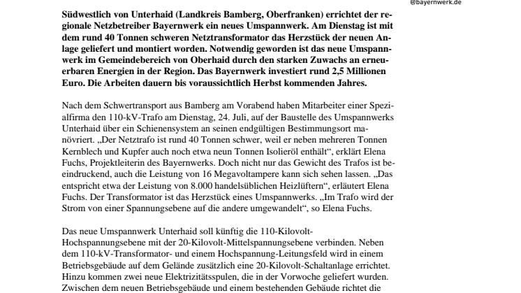 40-Tonnen-Koloss in Unterhaid bringt Energie für 8.000 Heizlüfter