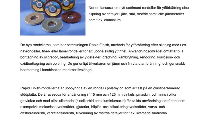 Nya rondeller för ytförbättring