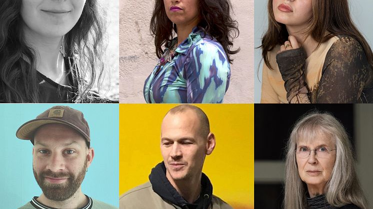 Rad 1: Nada Ali, Valeria Montti Colque, Jasmin Daryani. Rad 2: Vidar Francke, Erik Gustafsson och Ulla Wiggen (Wiggen Fotograf Margareta B Sandebäck)