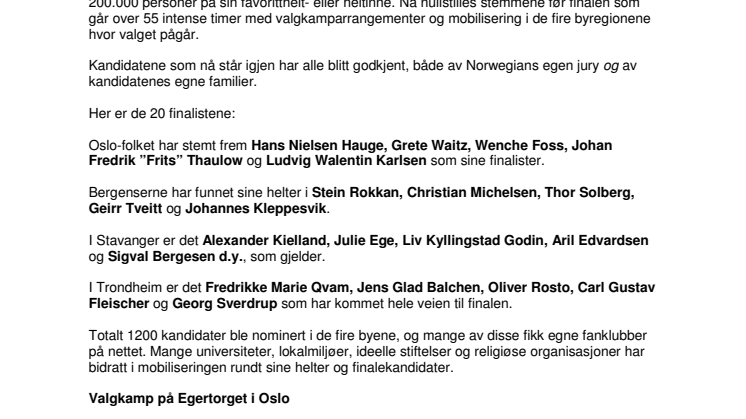 Finalen i Norwegians haleheltvalg går i gang: Nå skal halehelt-valget avgjøres