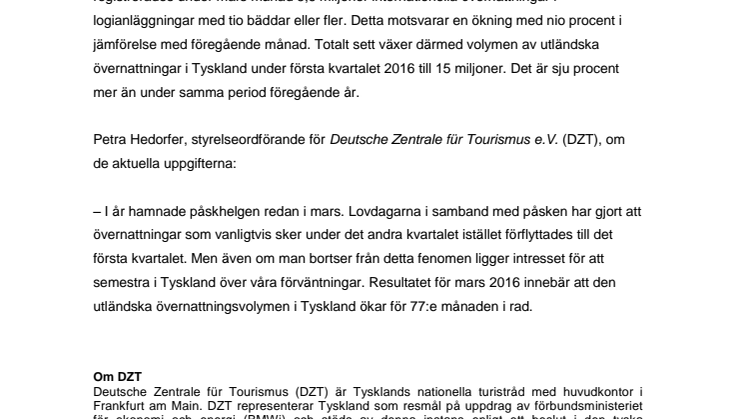 ​Utmärkt första kvartal för Tysklands incomingturism