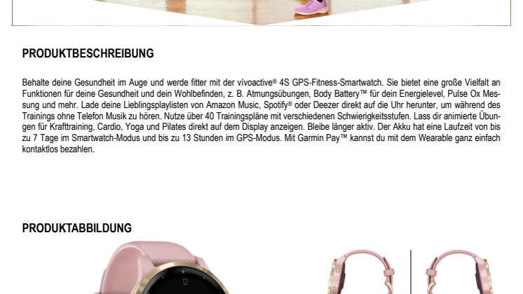 Datenblatt Garmin vívoactive 4S