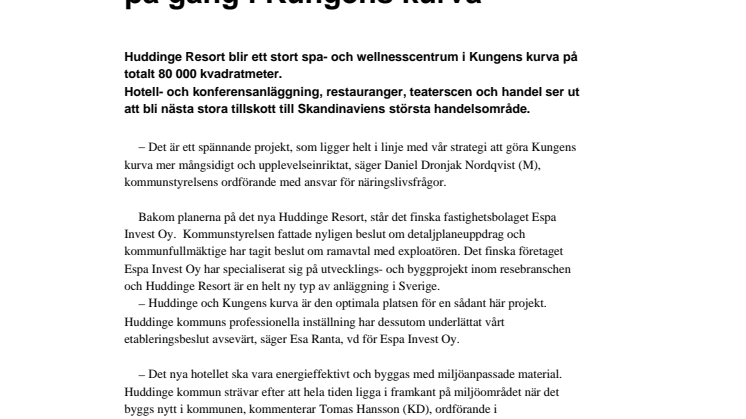 Nytt stort Spahotell på gång i Kungens kurva