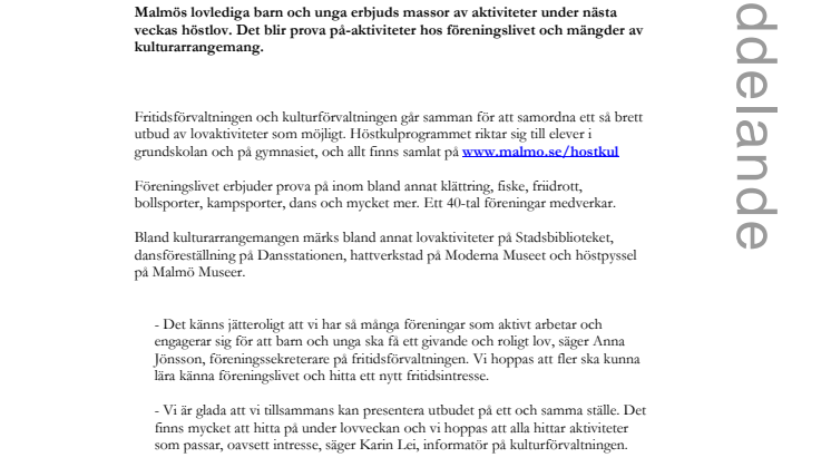 Höstkul – massor att göra på lovet vecka 44!
