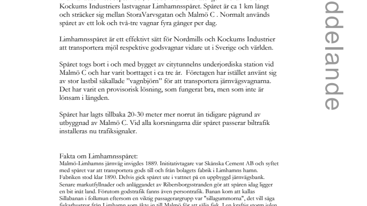 Limhamnsspåret används igen