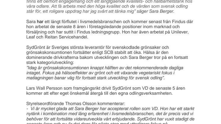 SydGrönt tillsätter ny VD, 2017-10-16
