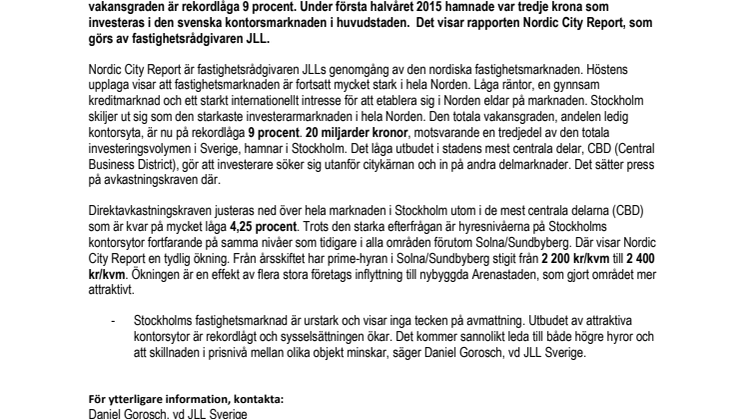 Het kontorsmarknad i Stockholm