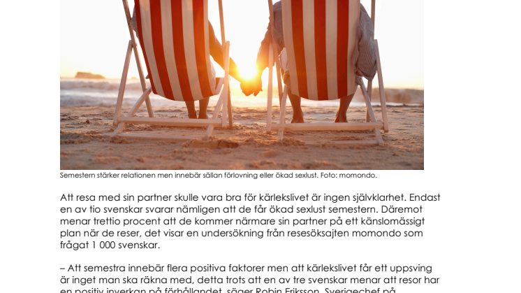 Semester stärker relation men ökar inte sexlust