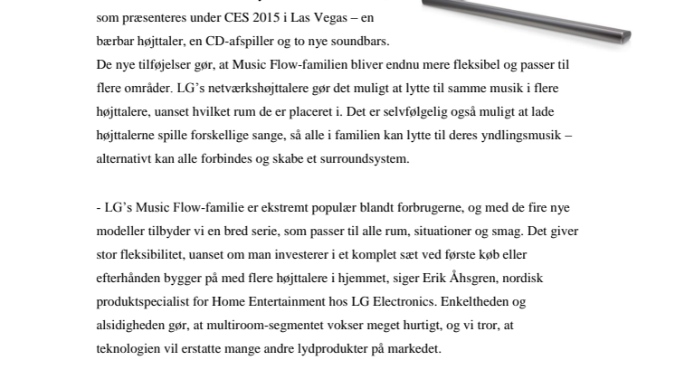 LG UDVIDER MUSIC FLOW-FAMILIEN – TOPPER MULTIROOM-SERIEN MED 700-WATTS SOUNDBAR