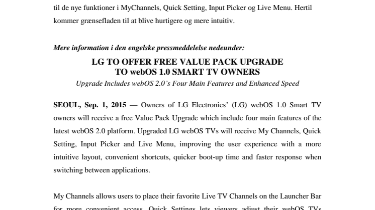 LG OPDATERER ÆLDRE SMART-TV-MODELLER TIL SENESTE VERSION AF WEBOS