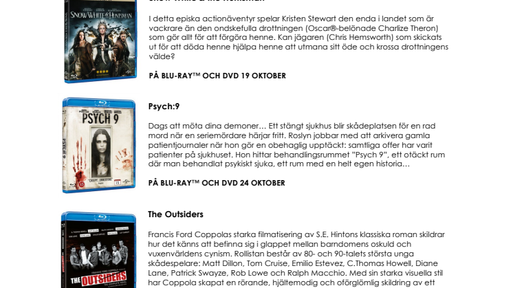 UNIVERSAL PICTURES NORDIC NYHETER PÅ BLU-RAY™ & DVD I OKTOBER