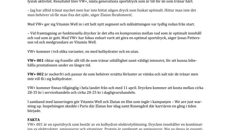Zlatans nya sportdryck för högpresterande atleter