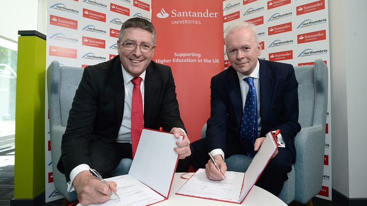 L-R Matt Hutnell, Director of Santander Universities UK with Professor Andrew Wathey CBE, Chief Executive and Vice-Chancellor for Northumbria