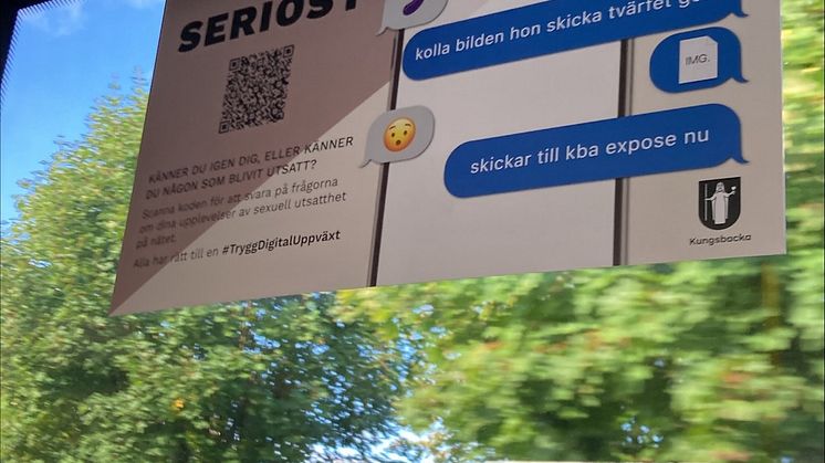 Under vecka 41 och 42 rullar kampanjen MEN SERIÖST på Kungsbackas bussar för att samla in enkätsvar från unga i åldern 15-20 år.