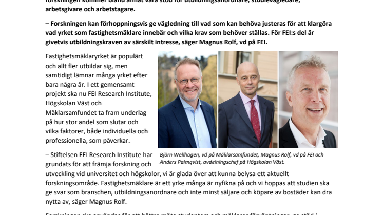 Forskningsstudie ska undersöka varför fastighetsmäklare lämnar yrket
