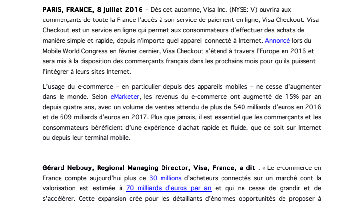 Visa Checkout Arrive Bientôt en France 