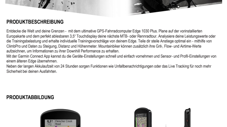 Datenblatt Garmin Edge 1030 Plus