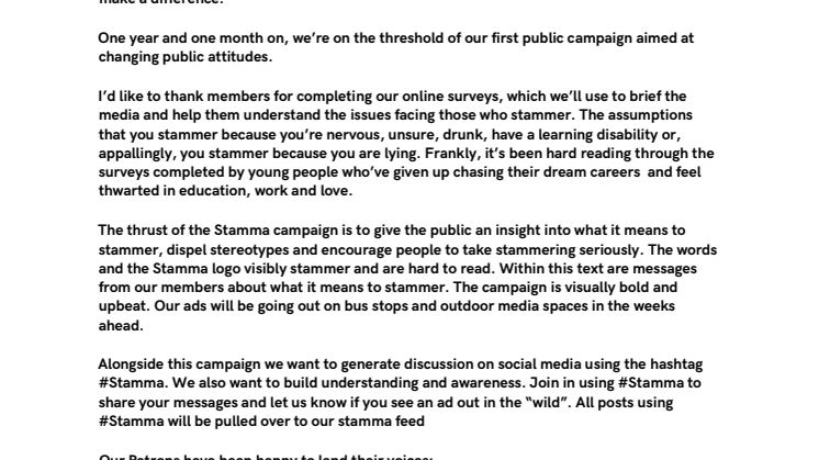 Our New Stamma Campaign