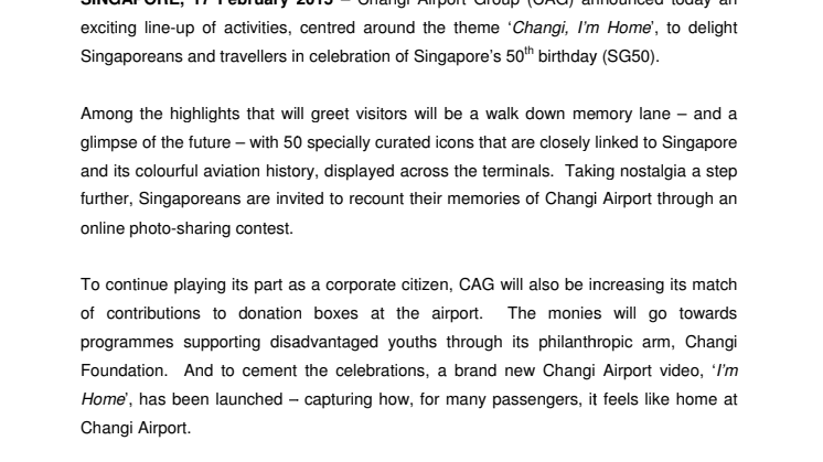Coming Home to SG50 with Changi Airport