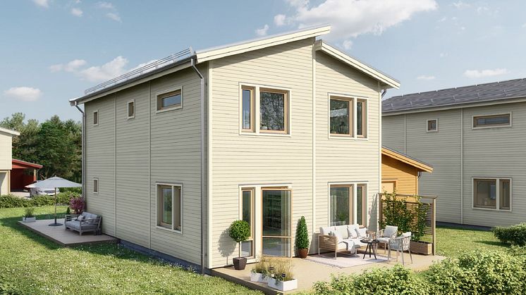 Nöbbele Park - 3D-bild av baksida Villa Aspen.