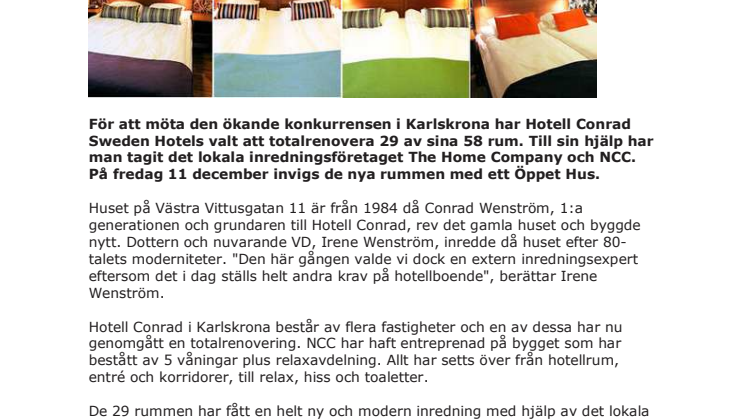 Hotell Conrad Sweden Hotels satsar framåt