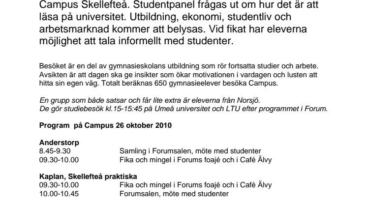 Norsjöelever besöker Campus 26 okt