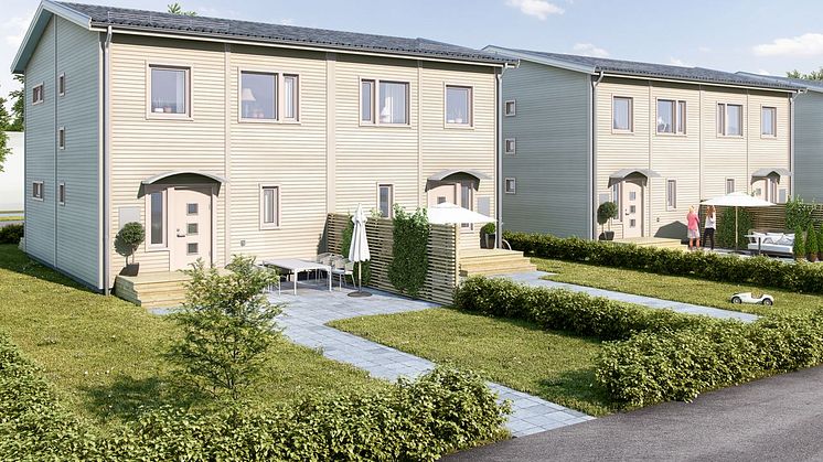 3D-illustration över framsidan - Brf Åsumtorp 1