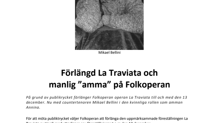 Förlängd La Traviata och manlig amma på Folkoperan