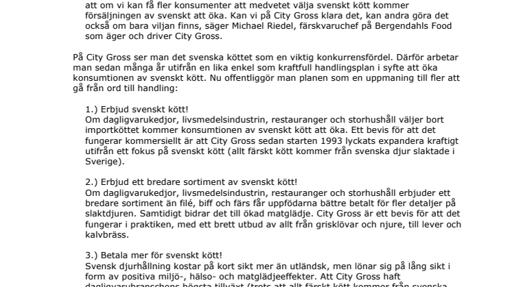 City Gross handlingsplan för den svenska grisen