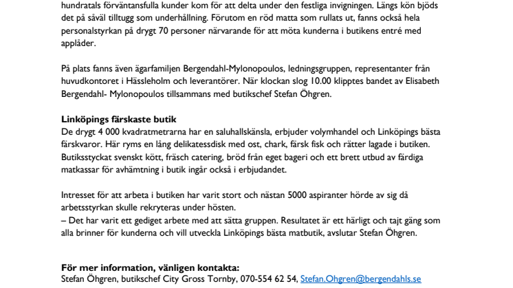 Nu öppnar City Gross nya butik i Linköping