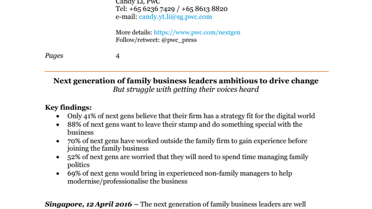 Next generation of family business leaders ambitious to drive change